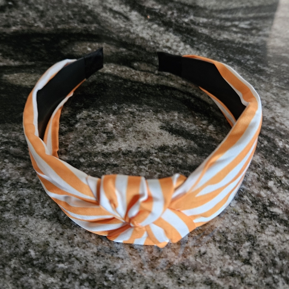 Orange and White Striped Hairband